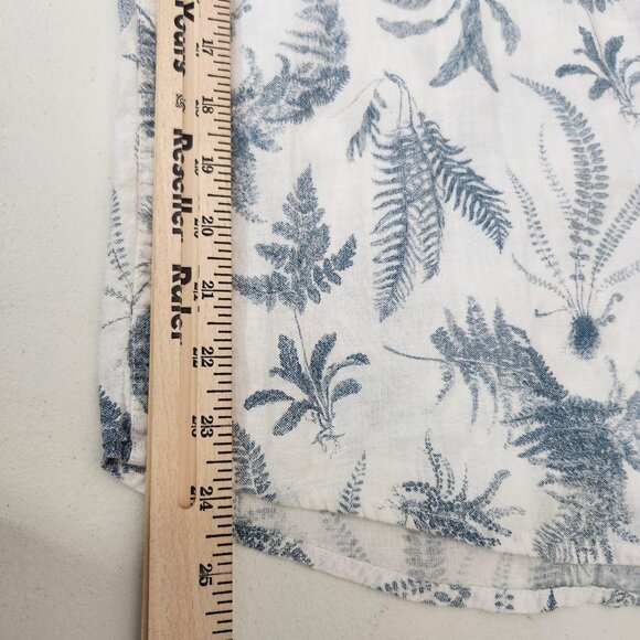 American Rag Shirt Mens Medium White Blue Button Up Short Sleeve Linen Blend - Picture 13 of 16